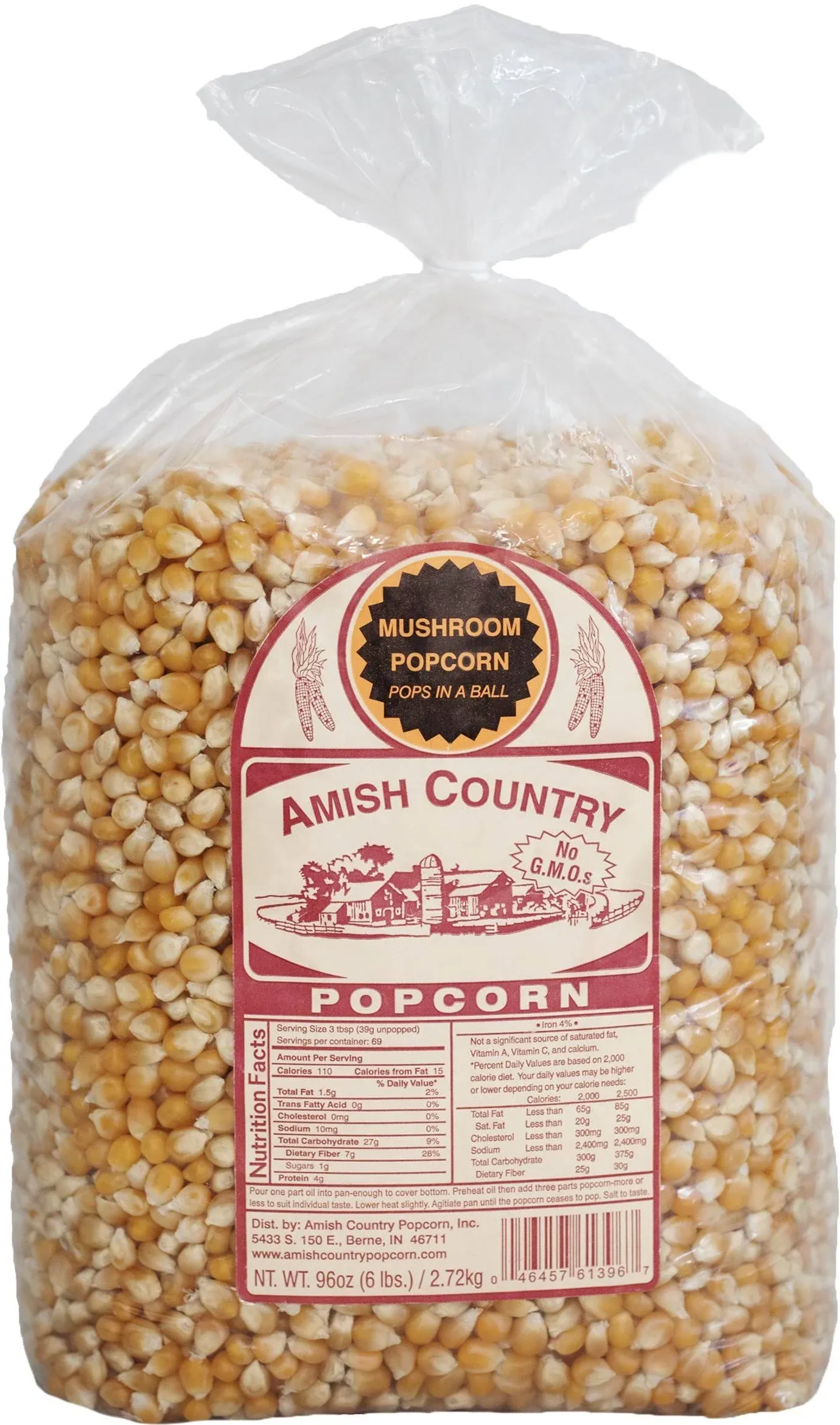 Amish Country Popcorn | 6 lb Bag | Mushroom Popcorn Kernels | OL