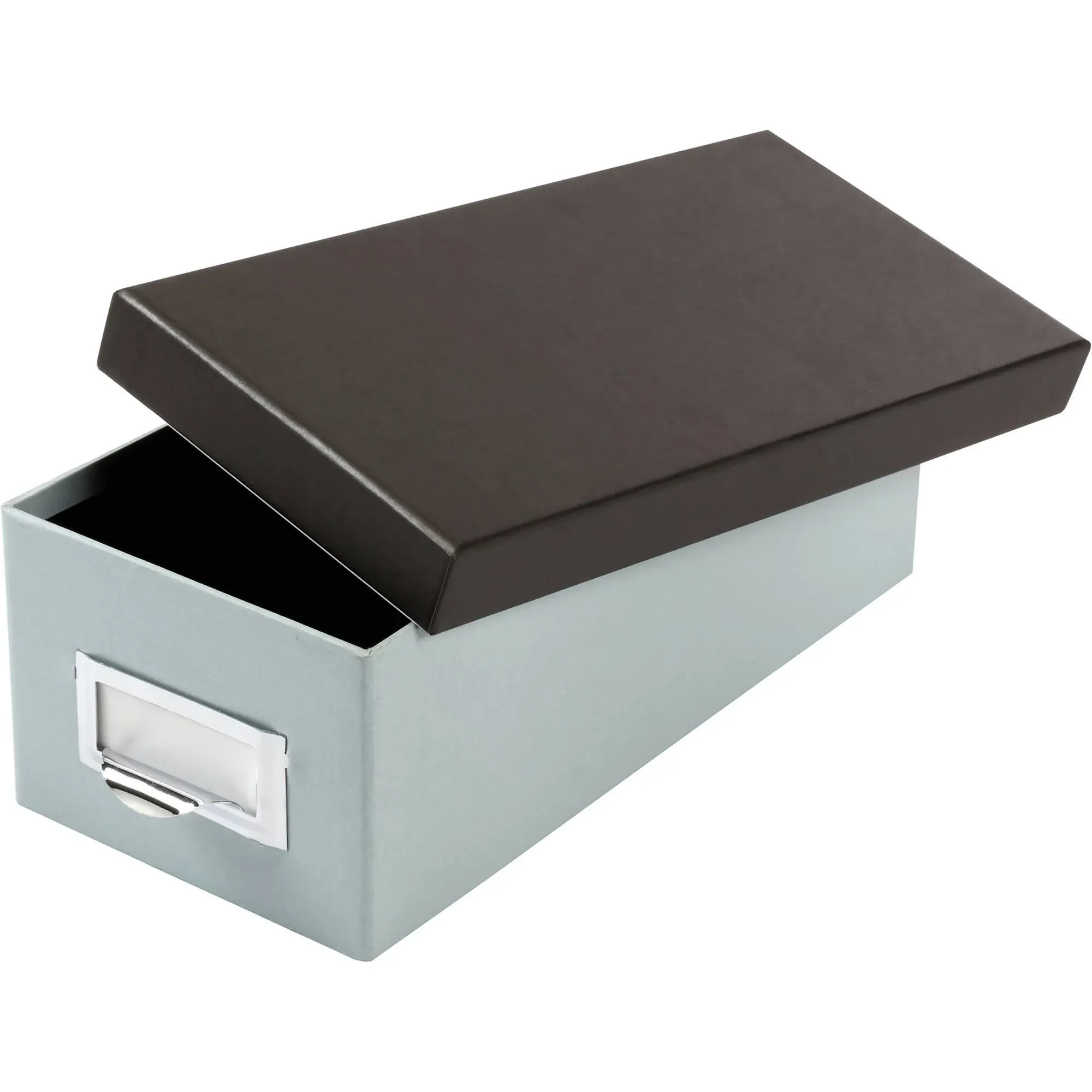 Index Card Storage Box, Holds 1,000 3 x 5 Cards, 5.5 x 11.5 x 3.88, Pressboard, Blue Fog/Black