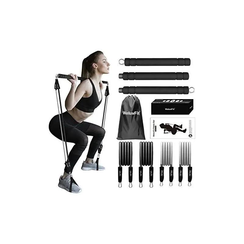 Weluvfit Pilates Bar Kit with Resistance Bands, Exercise Fitness Equipment for ...