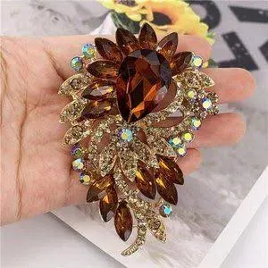 SELOVO Big Large Flower Statement Brooches Pins Scarf Decoration Gold Tone