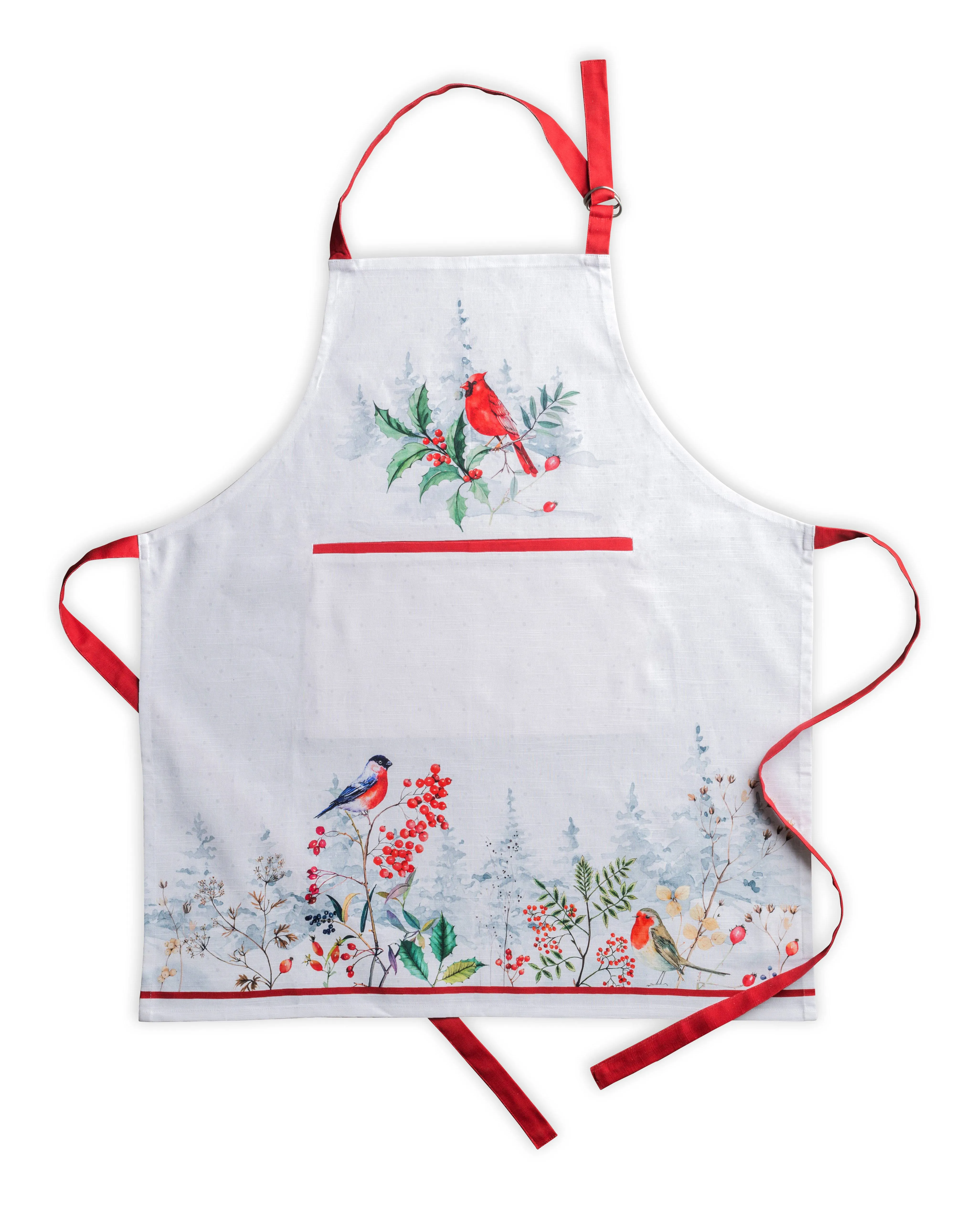 Maison d' Hermine Apron 100% Cotton 27.50Inch x 31.50Inch 1 Piece Adjustable Neck Strap Cloth Apron with Center Pocket for Mothers Day Gifts, Women, Men, Chef, Morzine - Thanksgiving/Christmas