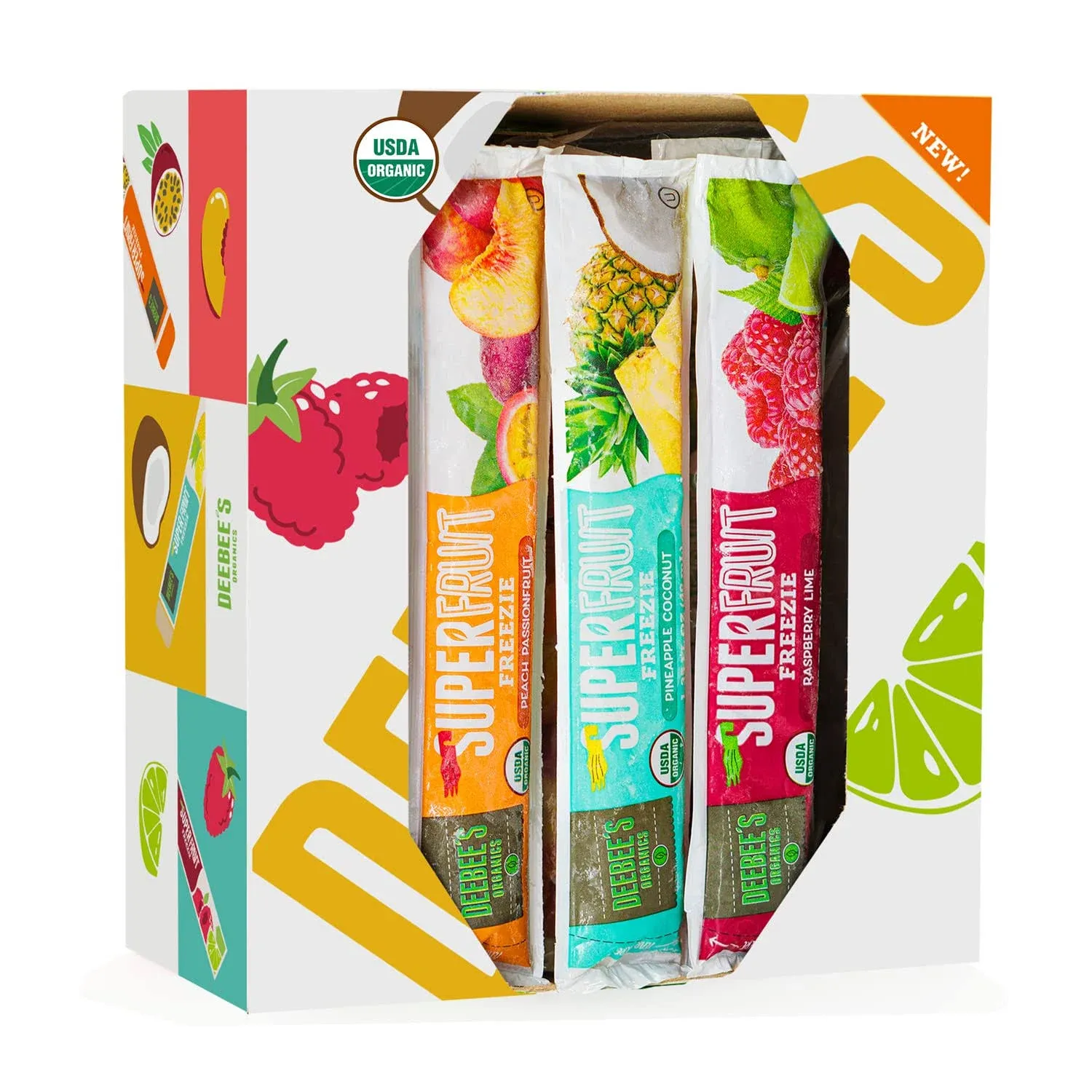 DeeBee's Organics Tropical SuperFruit Freezie Pops, No Added Sugars, No Artificial Flavors or Colors (Pack of 25)