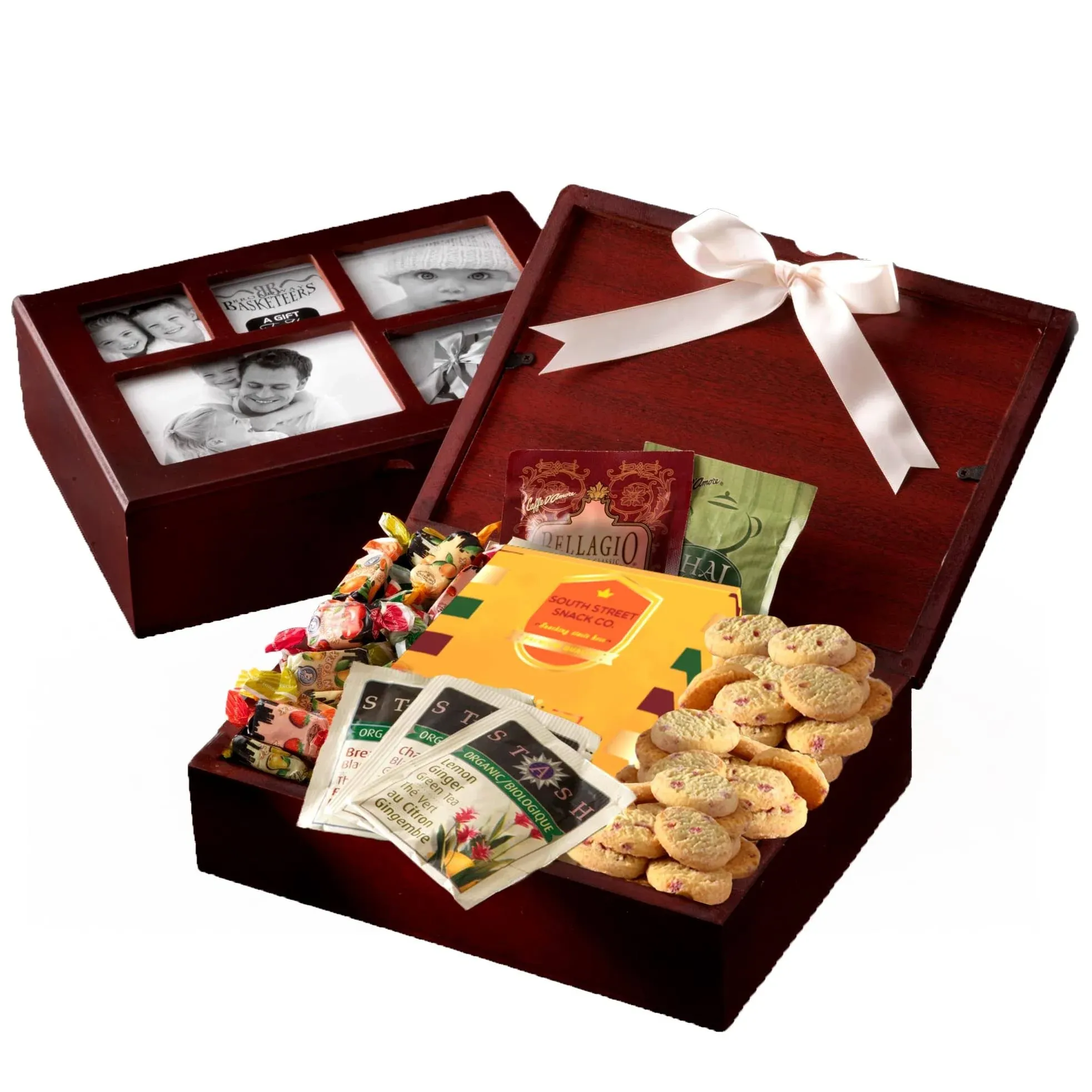 Photo Gift Box with Lid, Gourmet Food, Tea &amp; Cocoa - Cookies and Snacks Care Pac