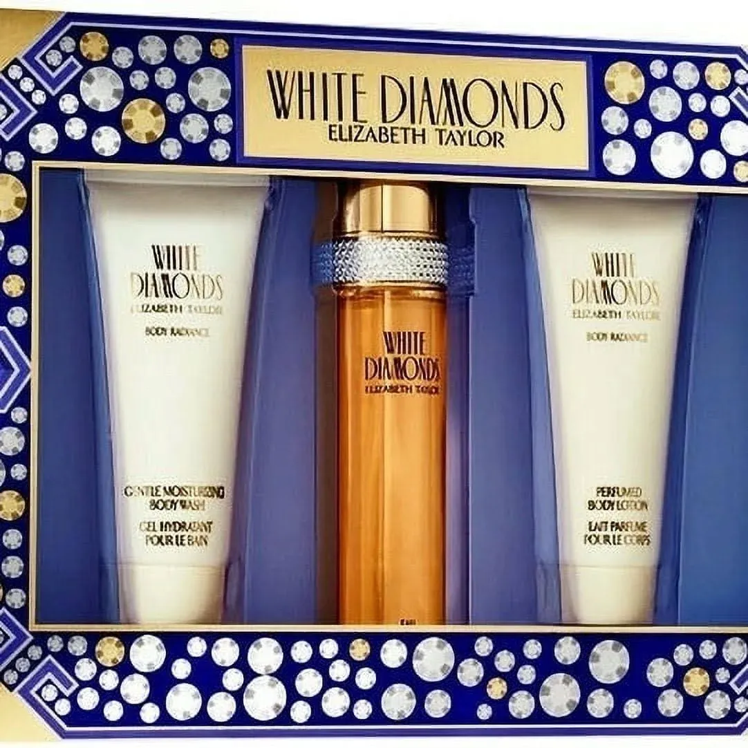 WHITE DIAMONDS by Elizabeth Taylor 3 pc GIFT SET 3.3 oz EDT + LOTION + BODY WASH