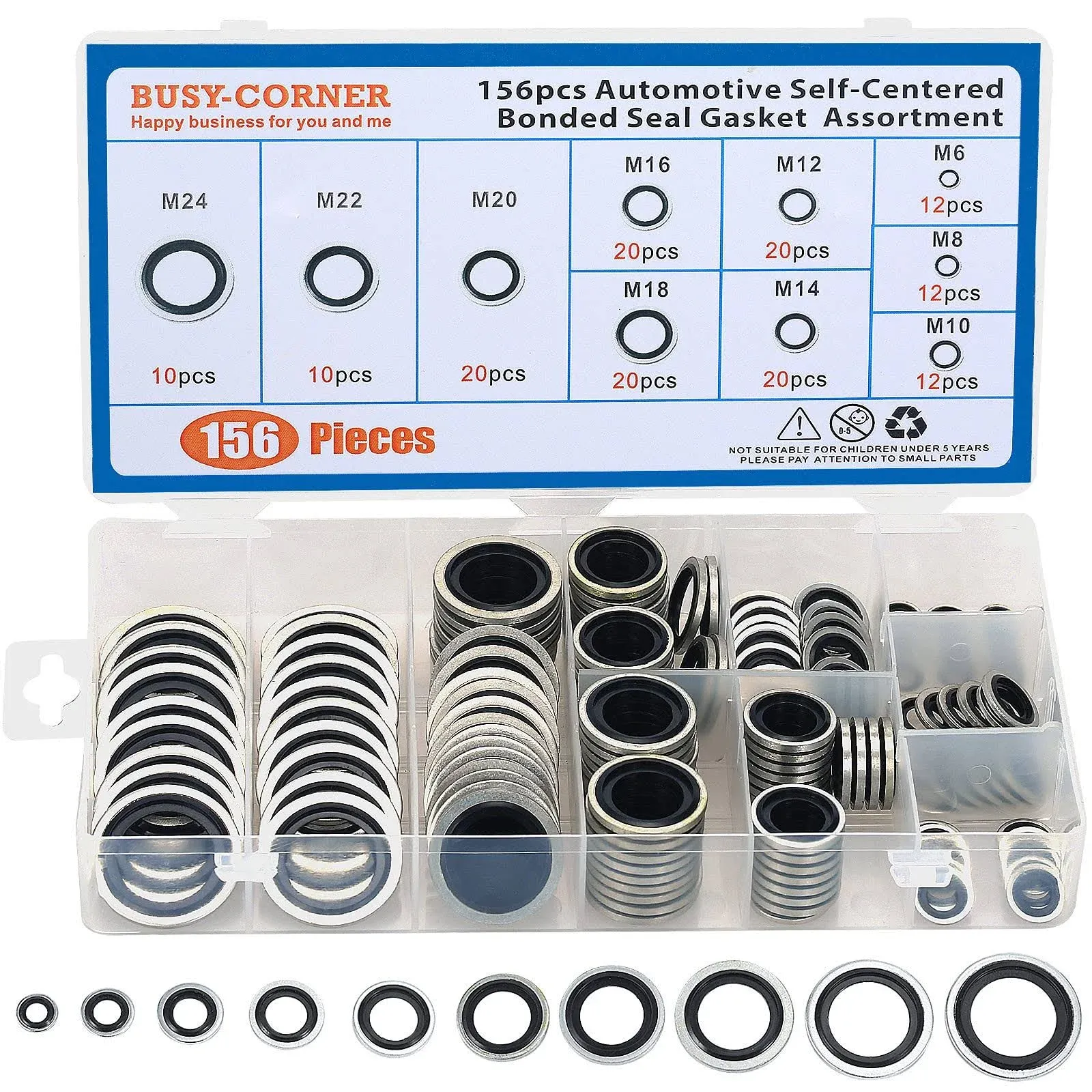 156 Pieces Bonded Seal Dowty Washer,Automotive Self-Centred Dowty Seal Gasket ...