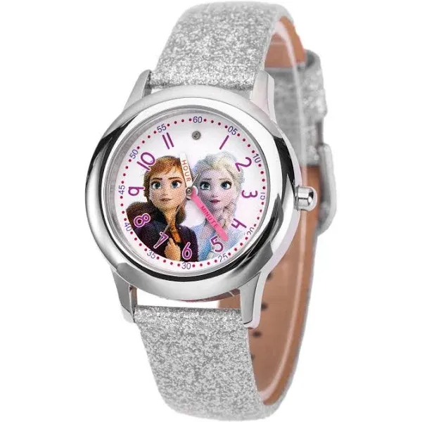 Disney Frozen Kids' Stainless Steel Time Teacher Analog Quartz Leather Strap Watch