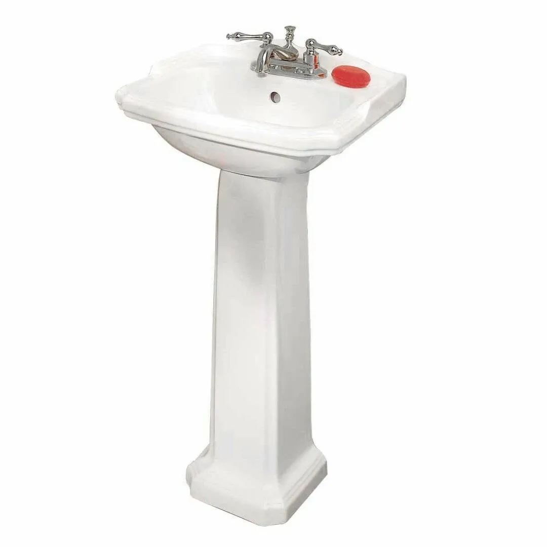 Renovators Supply Cloakroom 19" Pedestal Combo Bathroom Sink in White with Overflow