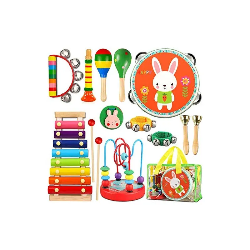 Looikoos Toddler Musical Instruments Toys, Wooden Percussion Instruments Set for ...