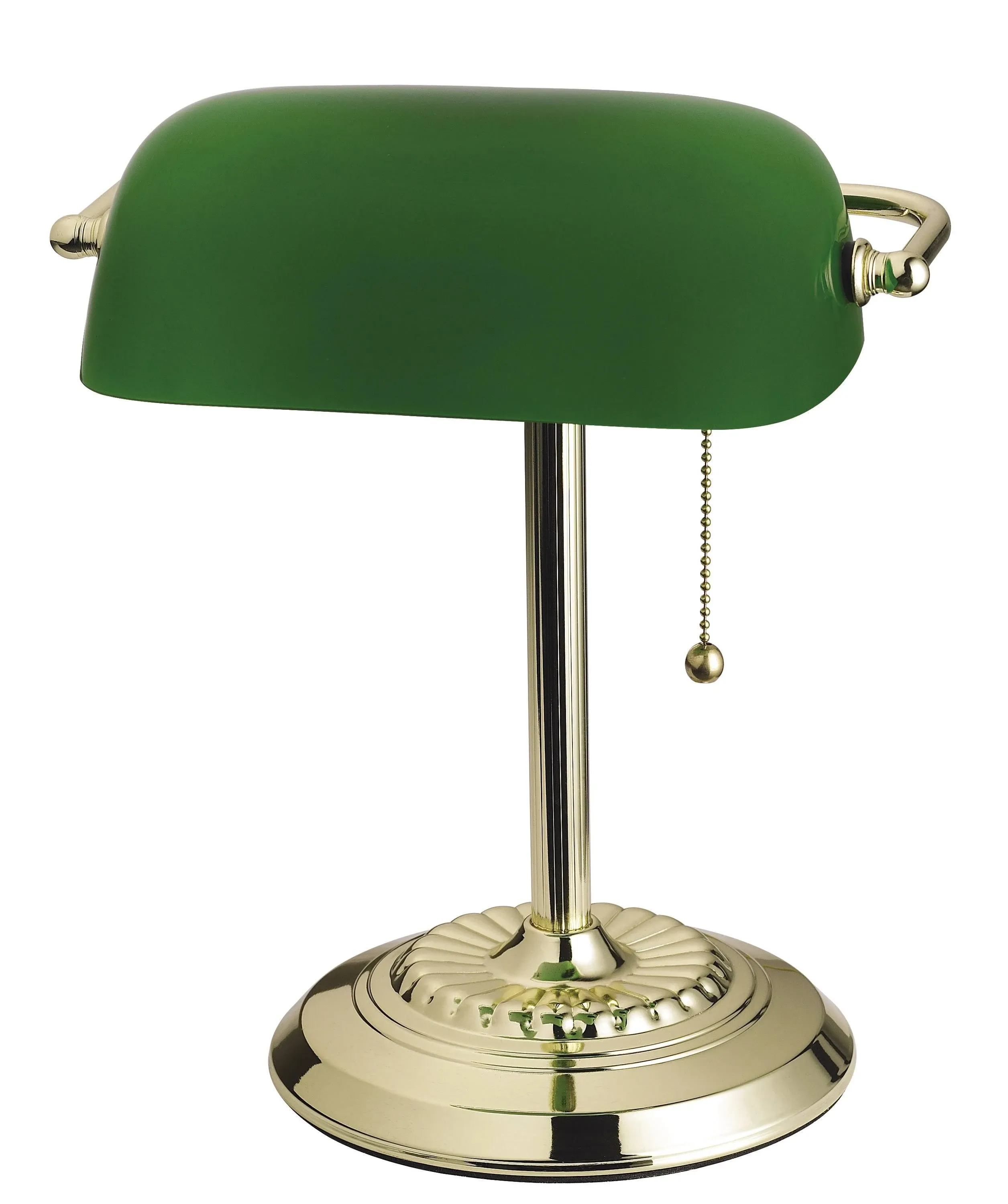 Cresswell Lighting Franklin Banker Desk Lamp Brass / Green