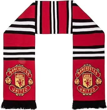 Manchester United FC Authentic EPL Stripe Scarf - UK Import, Red,white,black, 5ft