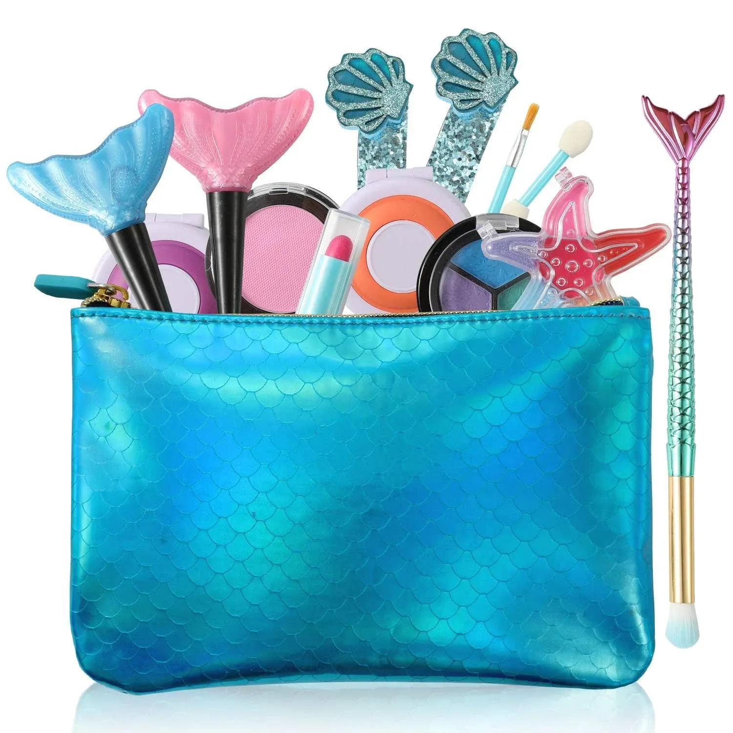 Tokia Kids Makeup Kits for Little Girls, Washable Mermaid Makeup Sets Real Play ...