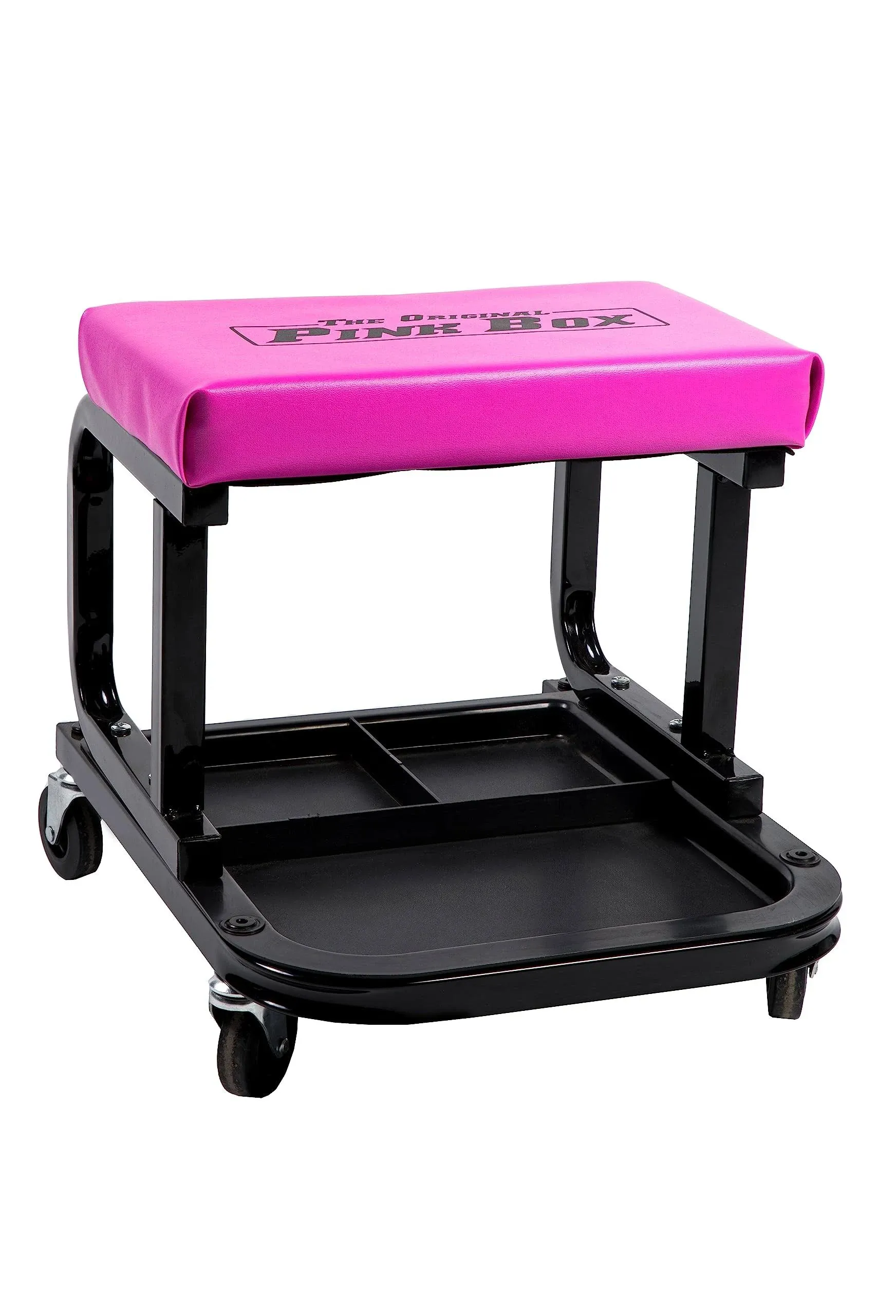 Mechanics Shop Creeper Seat w/ Tool Tray, Reinforced up to 286 LB, Pink