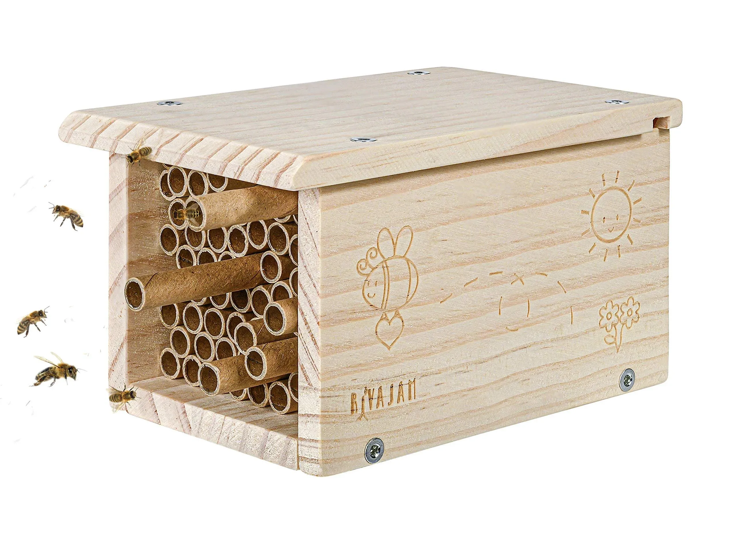 Rivajam Build a Bee House DIY Woodworking Project | Solitary Mason Bee House Nesting Box Wood Building Kit &amp; Tools | Garden Arts &amp; Crafts Activities