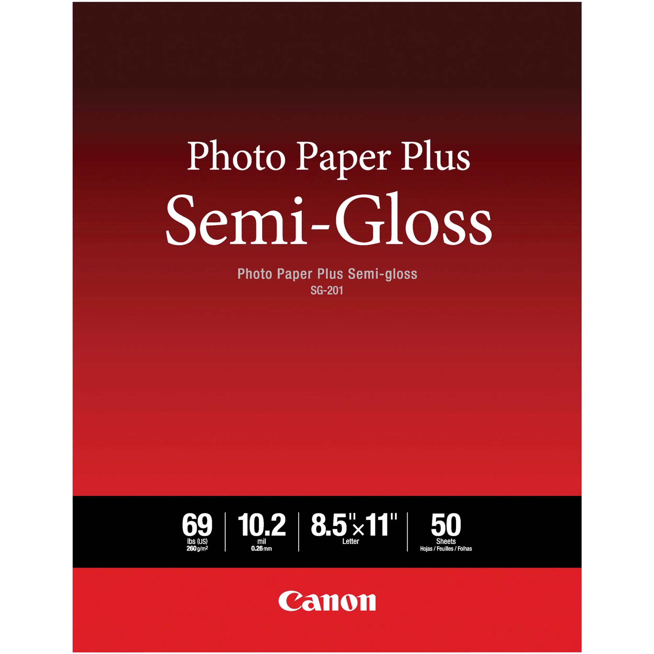 Canon 1686B063 SG-201 Letter Photo Paper Plus Semi-Gloss 50 Sheets, High-Quality Photo Printing