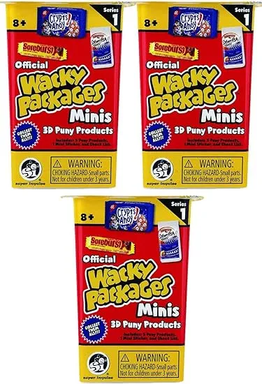 Worlds Smallest Wacky Packages Minis Series 1 Mystery Pack (Bundle of 3)