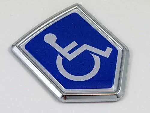 Handicapped Decal Car Chrome Emblem Shield Shape Sticker Badge Sign Crest Bike Auto