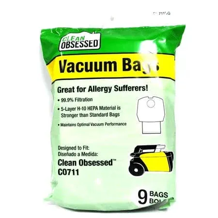 Clean Obsessed Co711 Commercial Canister HEPA Bags 9 Pack,White