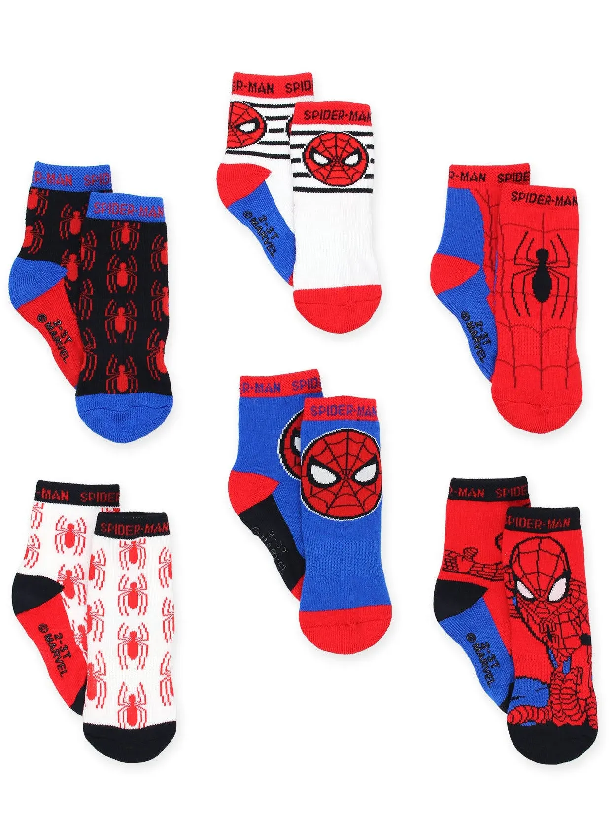 Marvel Super Hero Adventures Spider-Man Baby-Boys, Boys Socks with Grippers, 6 pack, Red/Blue, 4-5T