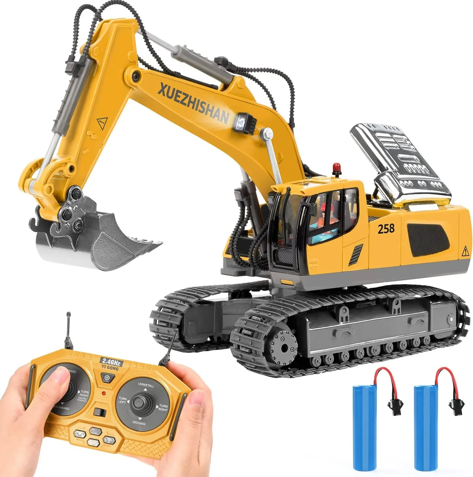 KidsFaves Remote Control Excavator Toys for Boys Turns 680-degree 2 Batteries Metal Shovel Lights/Sounds Construction Toys Birthday Gifts Boy Toys for 3 4 5 6 7 8 Years OldKidsFaves Remote Control Excavator Toys for Boys Turn…