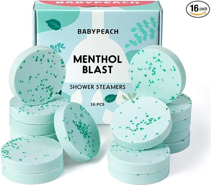 BABYPEACH Shower Steamers Aromatherapy 16 Pack, Shower Bath Bombs, Shower Tablet, Eucalyptus Menthol Essential Oil, Stress Relief and Relaxation Spa Gift for Women Men, Self Care Birthday Gifts Set