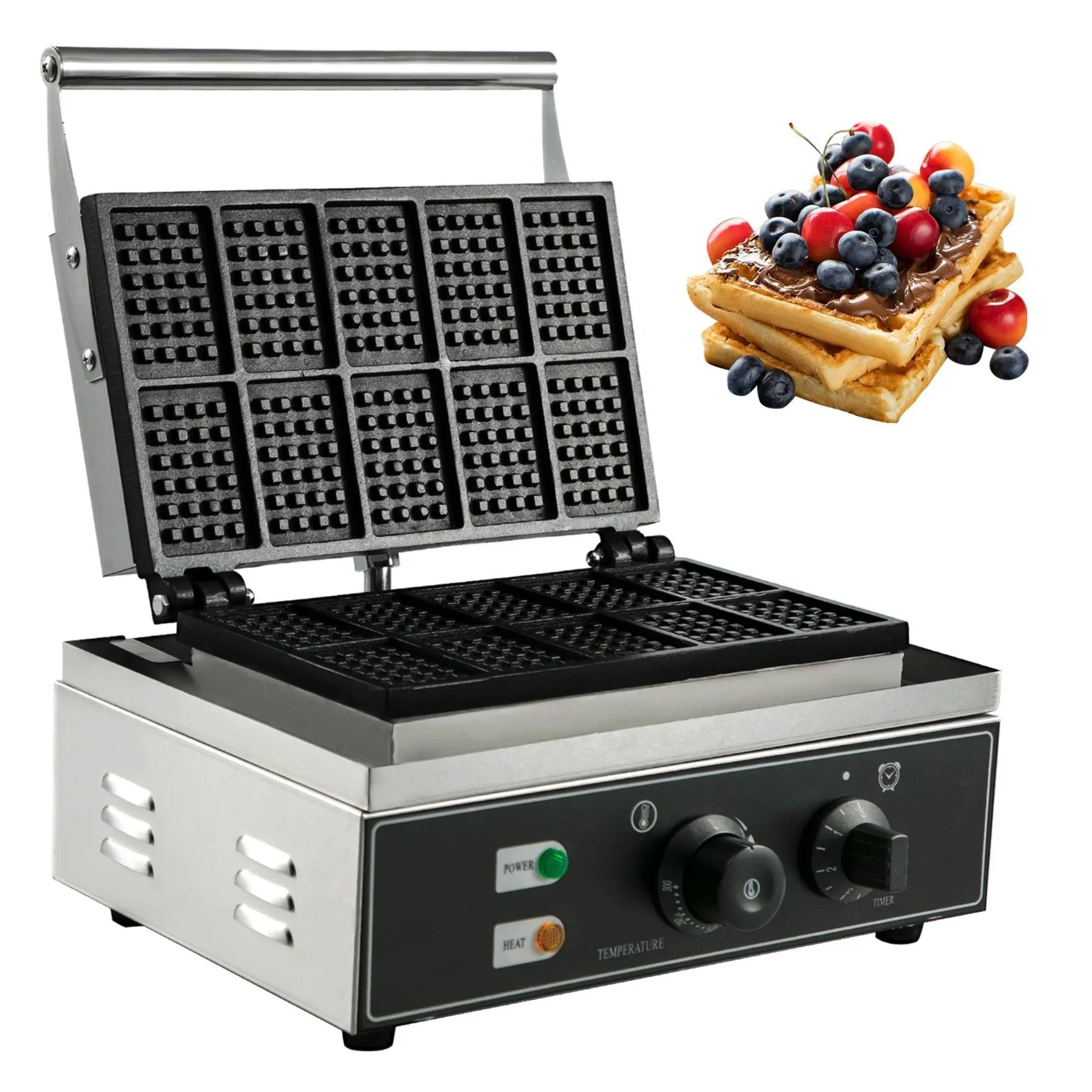 VEVOR Commercial Waffle Maker Square Belgian 1550W Muffin Stick Waffle Making Machine