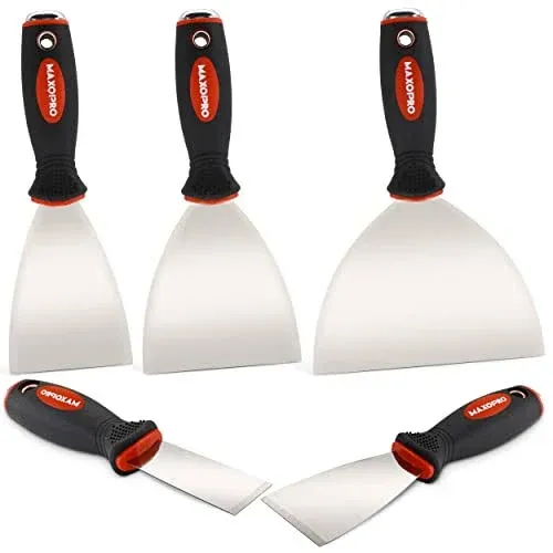 MaxoPro Professional Putty Knife Set Stainless Steel – 5pcs Durable Putty Knife ...