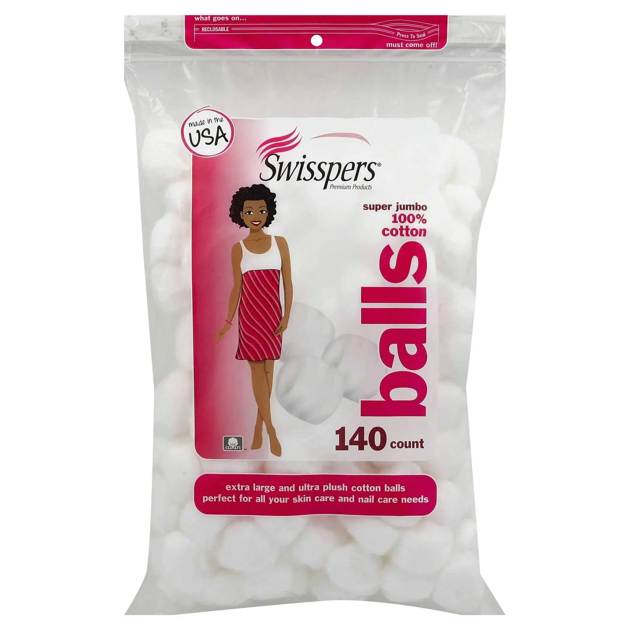 Swisspers Cotton Balls, Super Jumbo - 140 cotton balls