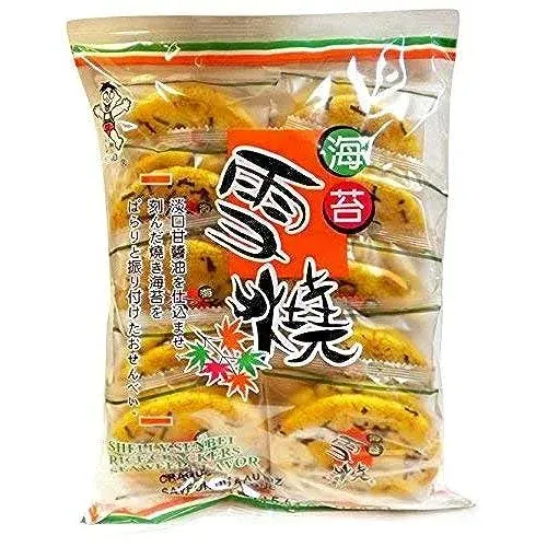 Want Want Big Shelly Shenbei Snowy Crispy Rice Cracker Biscuits - Seaweed 5.6 oz. Pack of 5