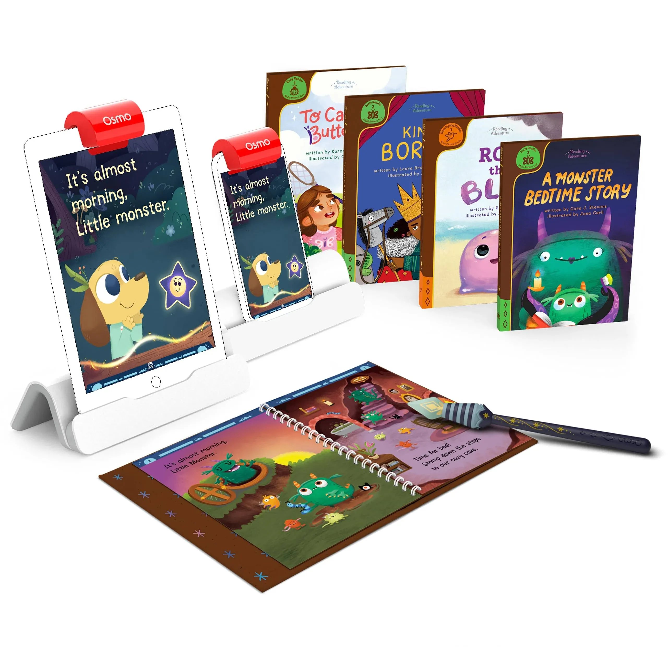 Osmo - Reading Adventure-Advanced Reader Kit for iPad & iPhone + Access to 4 More Books - Ages 5-7 - Builds Reading Proficiency, Phonics, Fluency, Comprehension & Sight Words Base IncludedUS ONLY