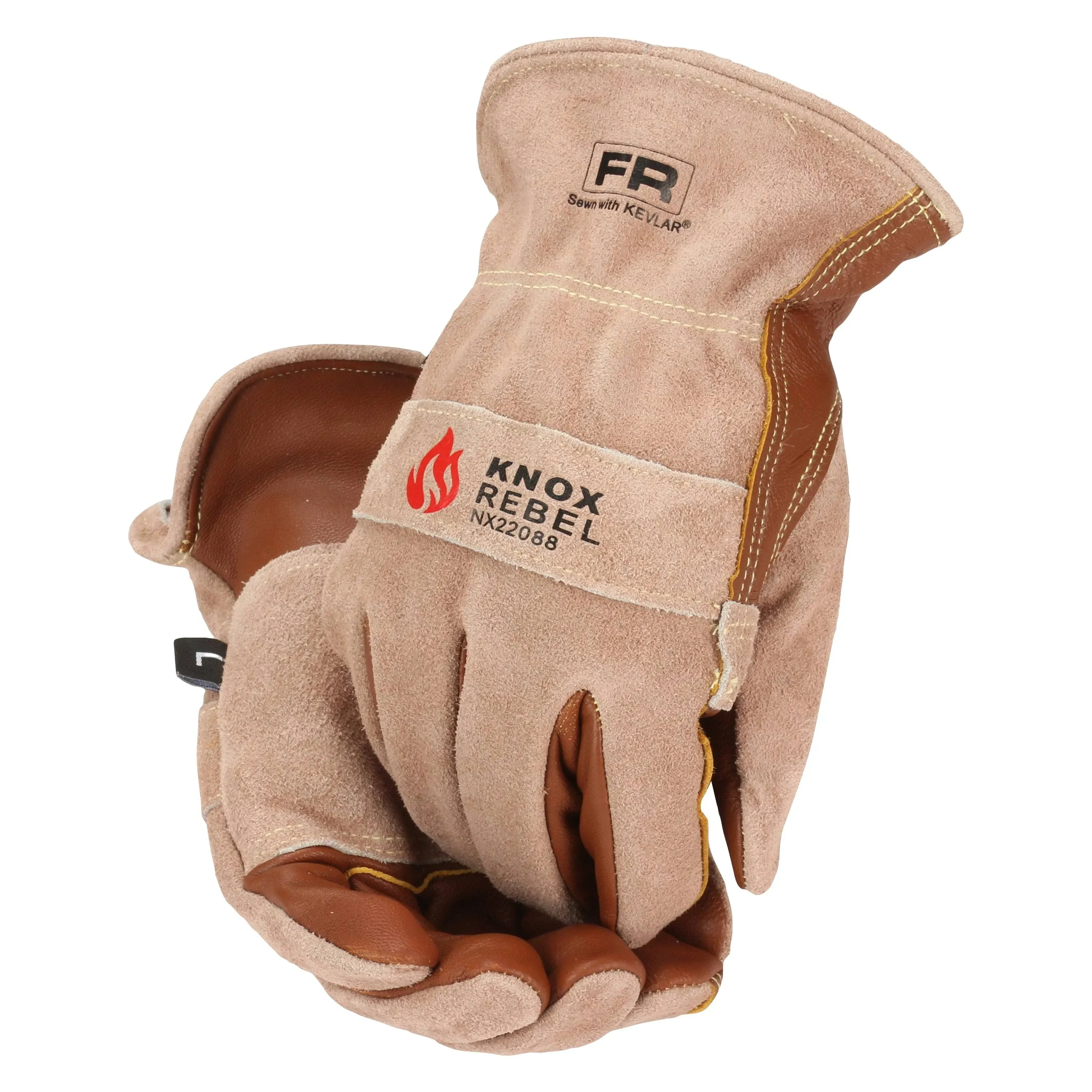 Knox Leather Work Gloves for Men & Women | Rebel FR Cowhide Working Gloves with Double Palm | Premium Quality