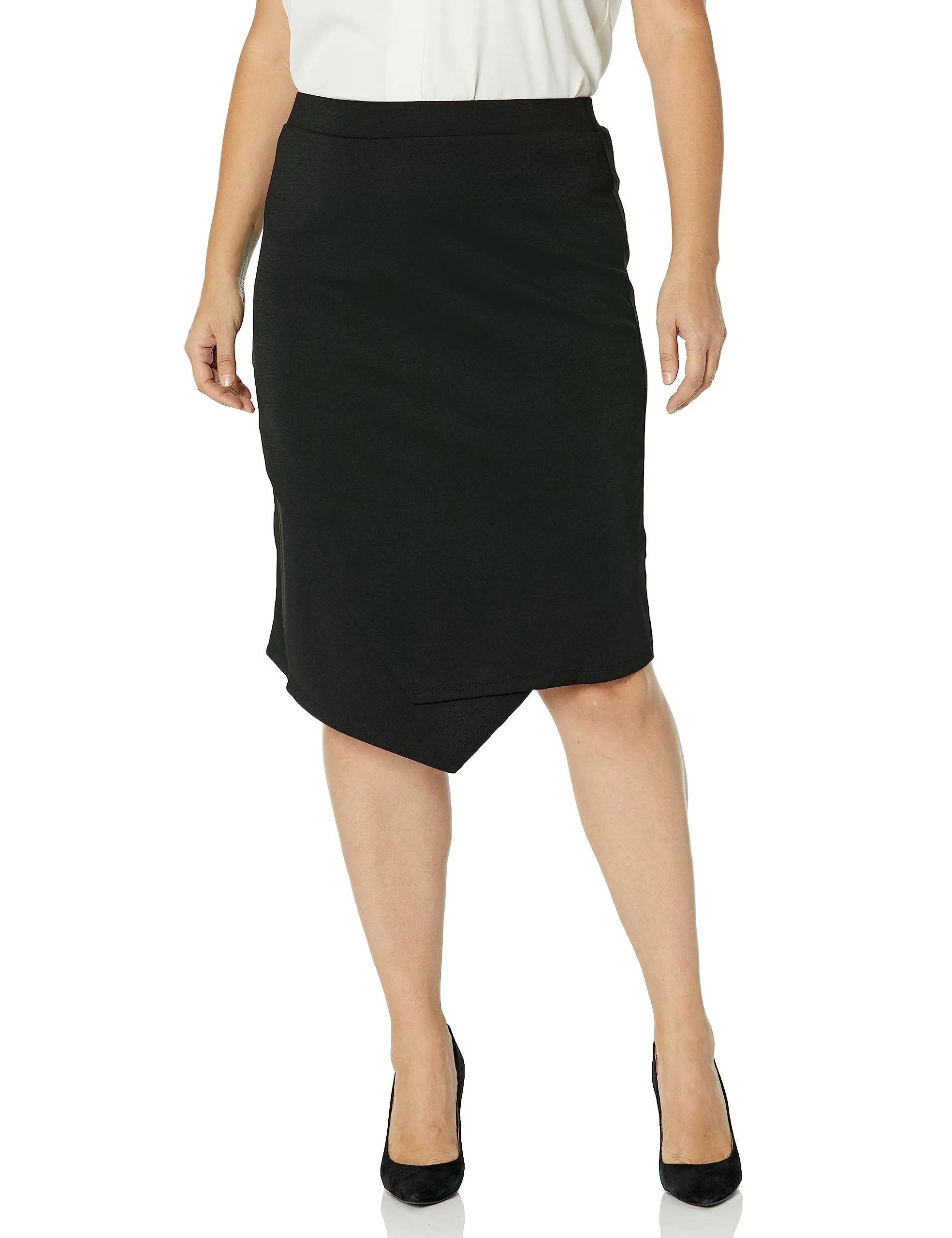 Avenue Plus Size Vicky Asymmetrical Skirt - Black - Size 20W