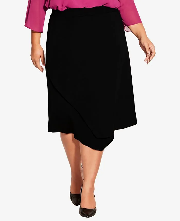 Avenue Plus Size Vicky Asymmetrical Skirt - Black - Size 20W