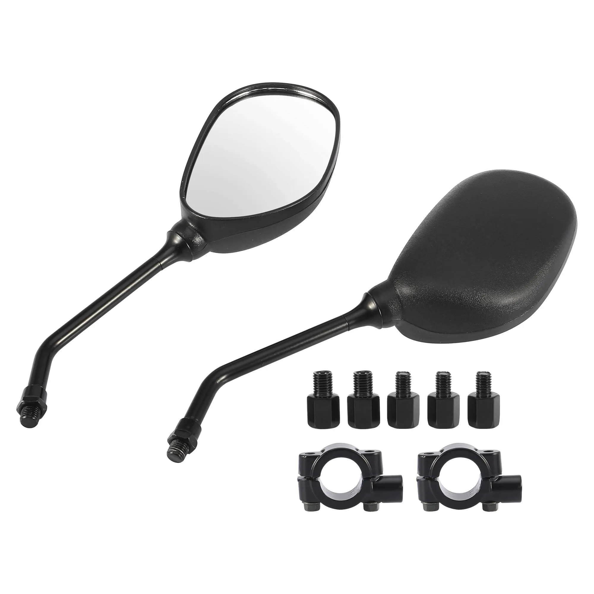 Unique Bargains 1 Set 4.8" ATV Motorcycle Adjustable Rear View Side Oval Shape Mirrors fits 7/8" Handlebar Mount Black