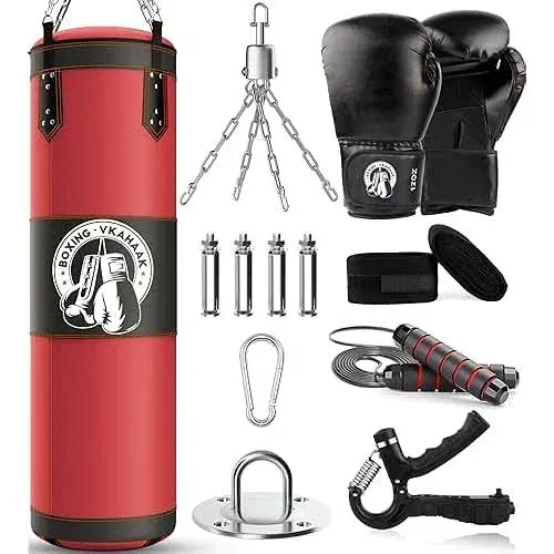 Vkahaak 4ft Punching Bag for Adults/Kids, Unfilled Heavy Punching Bag, Boxing Bag ...