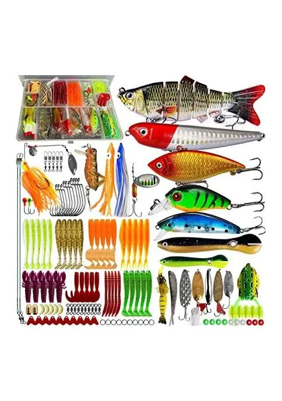 Fishing Lures Baits Kit Set Tackle Box Including Crankbaits, Spinnerbaits,J<wbr/>ig 