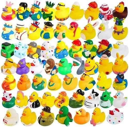 JOYIN 30 Pcs Rubber Ducks, Random Assortment Mini Rubber Duckie Toys with Mesh ...