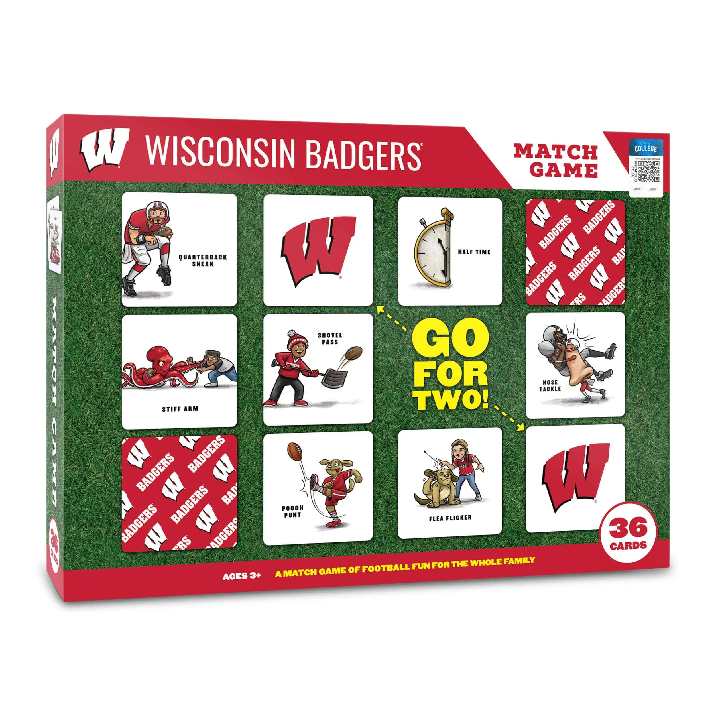 Sportula YouTheFan NCAA Wisconsin Badgers Licensed Memory Match Game - 36 Cards, 2.5-in x 2.5-in, Team-specific Illustrations Lowes.com