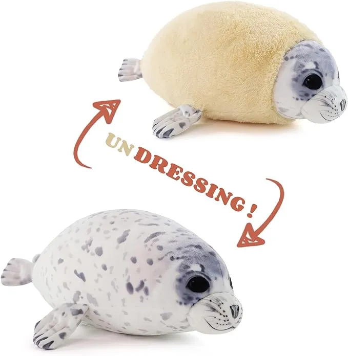 Furvana Chubby Blob Young Seal Pillow Soft Plushies, Cute Ocean Stuffed Animals ...