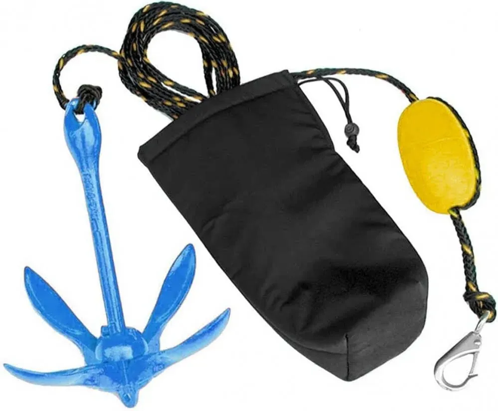 XIALUO Marine Kayak Anchor Kits 3.5 lb Folding Anchor Accessories with 30 ft Rope for Fishing Kayaks, Canoe, Jet Ski, Sup Paddle Board and Small