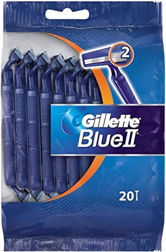 20 X Gillette Blue II Disposable Razor for Men ￼ Long Lasting blades