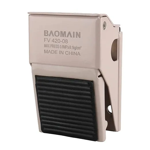 Baomain Pneumatic Foot Pedal Valve FV-420 Momentary 4 Way 2 Position 1/4"PT Threaded Nonslip Rubber