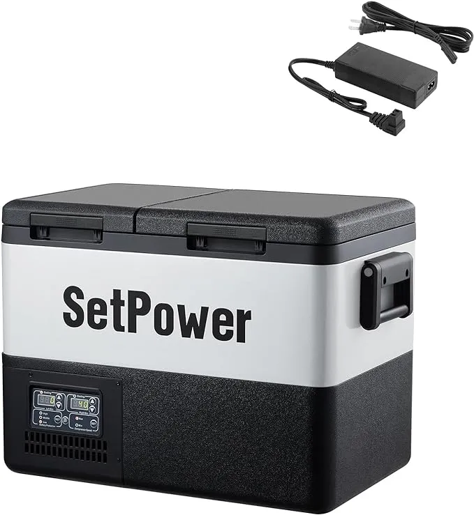 Setpower PT35 Car Refrigerator with AC Adapter,35L Dual Zone Portable Freezer,12 Volt Refrigerator Electric Cooler for Car camping, RV,Truck,Vehicles,Travel and Home Use,12/24V DC & 110/240V AC,0℉-50℉