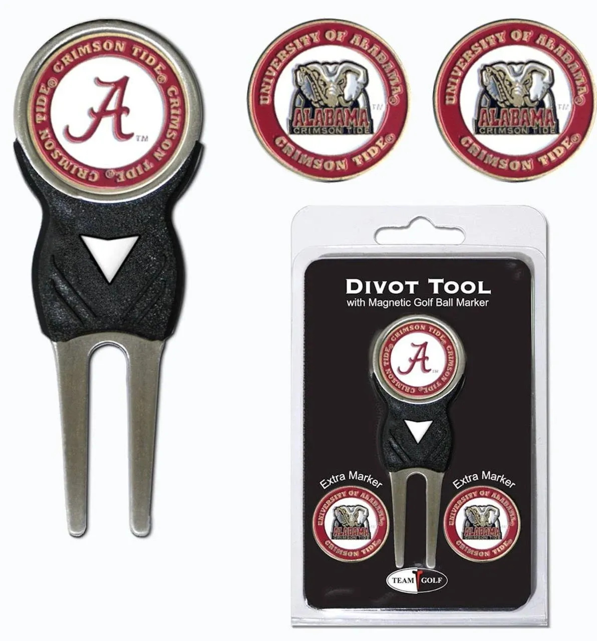 Team Golf NCAA Divot Tool with 3 Golf Ball Markers Pack, Markers are Removable Magnetic Double-Sided Enamel