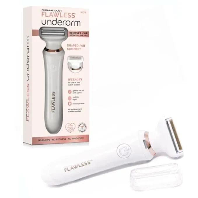 Finishing Touch Flawless Underarm Hair Removal Electric Razor Device, Designed to Shave and Contour Womens Sensitive Underarm Area, Cordless Groomer, Painless for All Skin Types