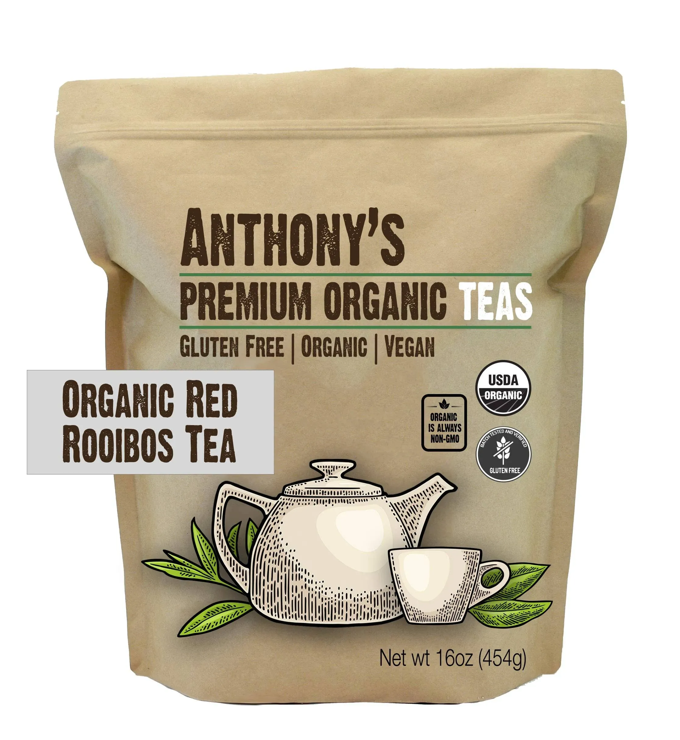 Anthony's Organic Red Rooibos Loose Leaf Tea, 1lb, Gluten Free, Non G