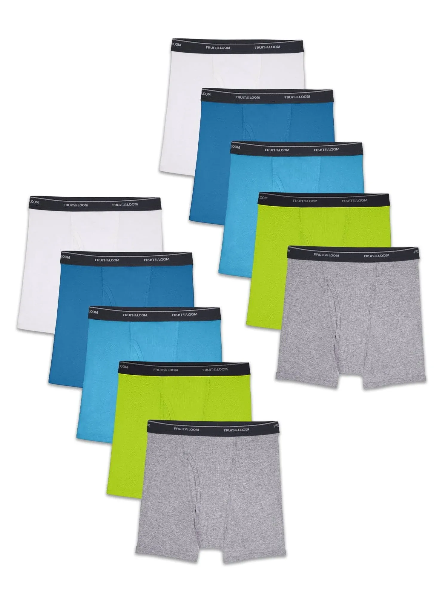 Fruit of the Loom Boys' 10-Pack Cotton Boxer Briefs