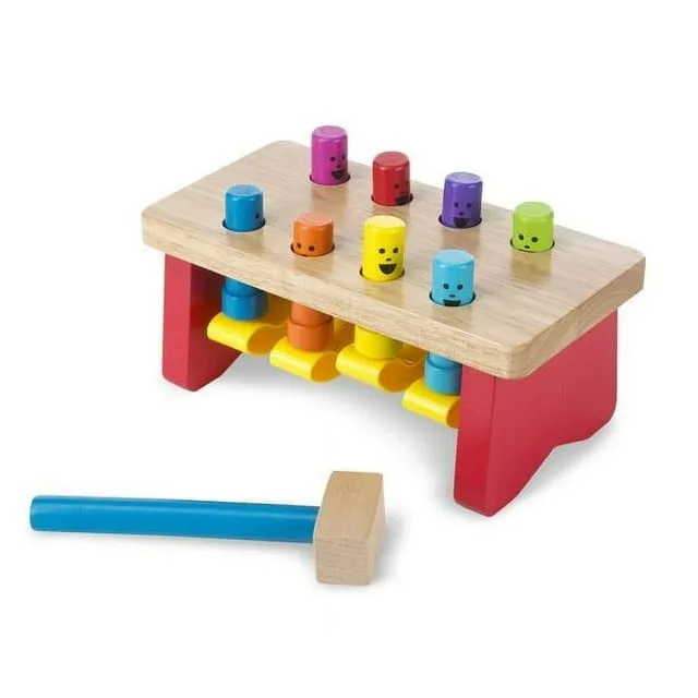 Melissa & Doug Deluxe Pounding Bench Wooden Toy with Mallet (E-Commerce Packaging, Great Gift for Girls and Boys – Best for 2, 3, and 4 Year Olds)