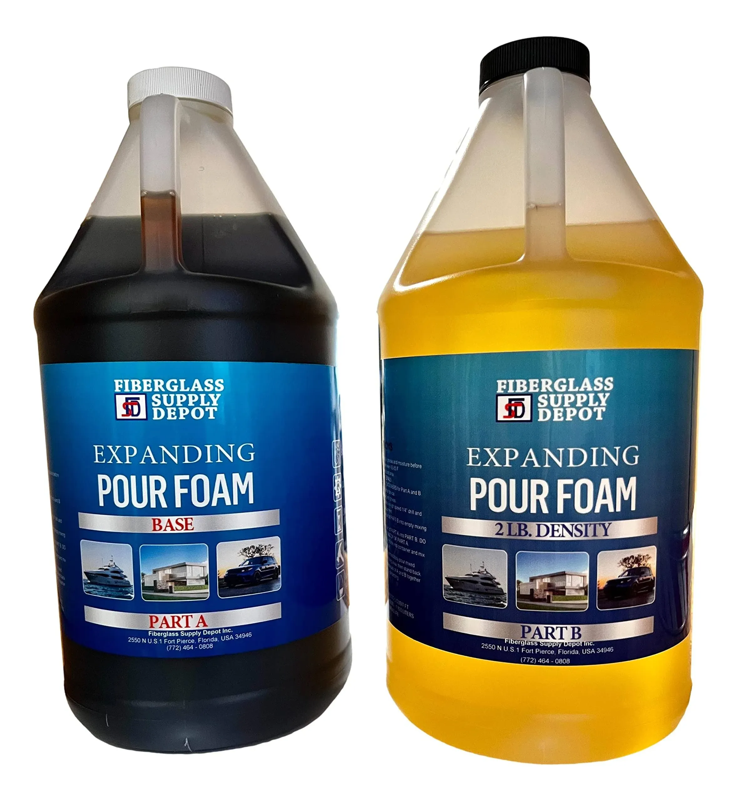 Fiberglass Supply Depot 2 lb. Density Expanding Foam Kit: 2 Part Closed Cell Polyurethane Liquid Foam for Boat and Dock Flotation, Insulation,