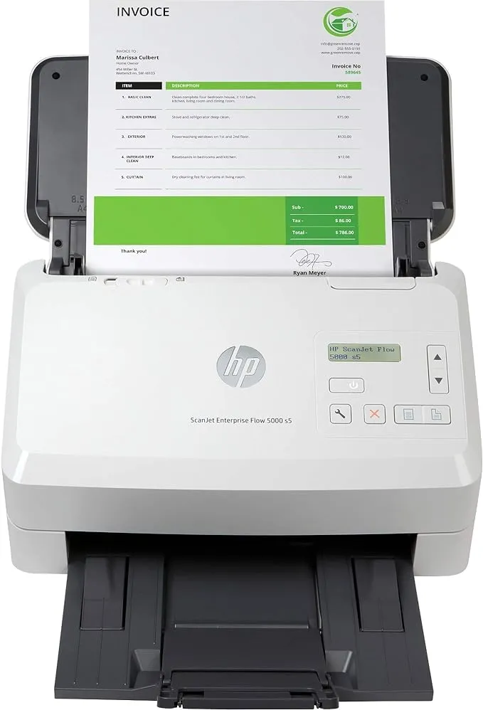 HP ScanJet Enterprise Flow 5000 s5 Duplex Desktop Document Scanner, White (6FW09A#BGJ)