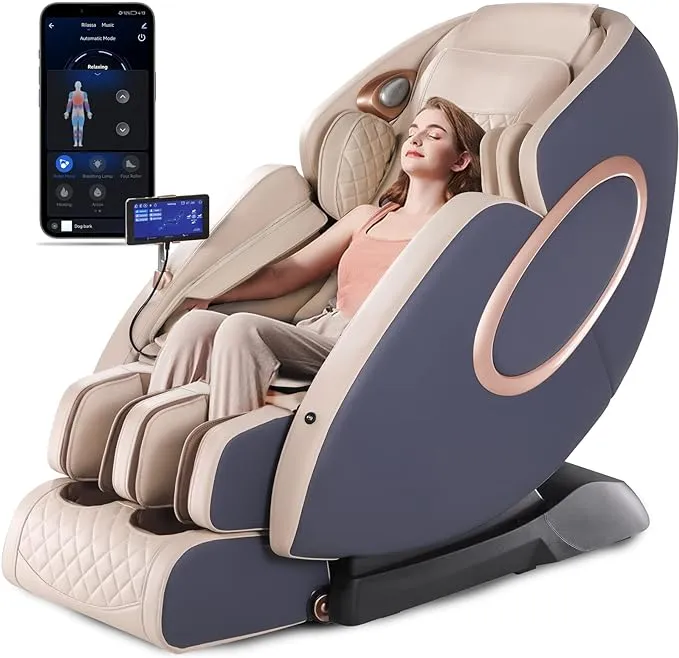 OWAYS Massage Chair,APP Controlled 4D Massage Chairs,SL-Track Full Body Shiatsu Massage Chair Recliner with Yoga Stretching,Anion,Zero Gravity Massager,Bluetooth,Heating,Foot Roller+Foot Massager